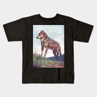 Central European Wolf circa 1900 Kids T-Shirt